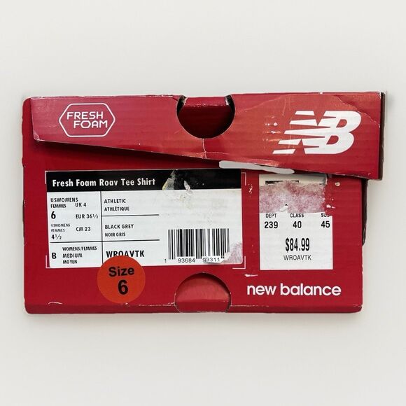 New Balance Womens 6 Fresh Foam Roav Tee Shirt Running Shoes Black/Gray WROAVTK - Picture 8 of 9
